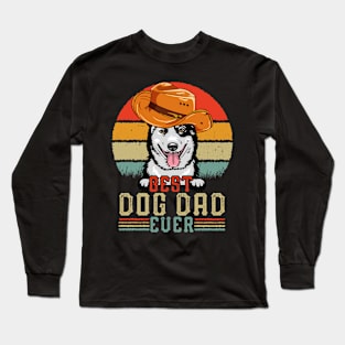 Vintage Best Dog Dad Ever Retro Headband Funny Father's Day Long Sleeve T-Shirt